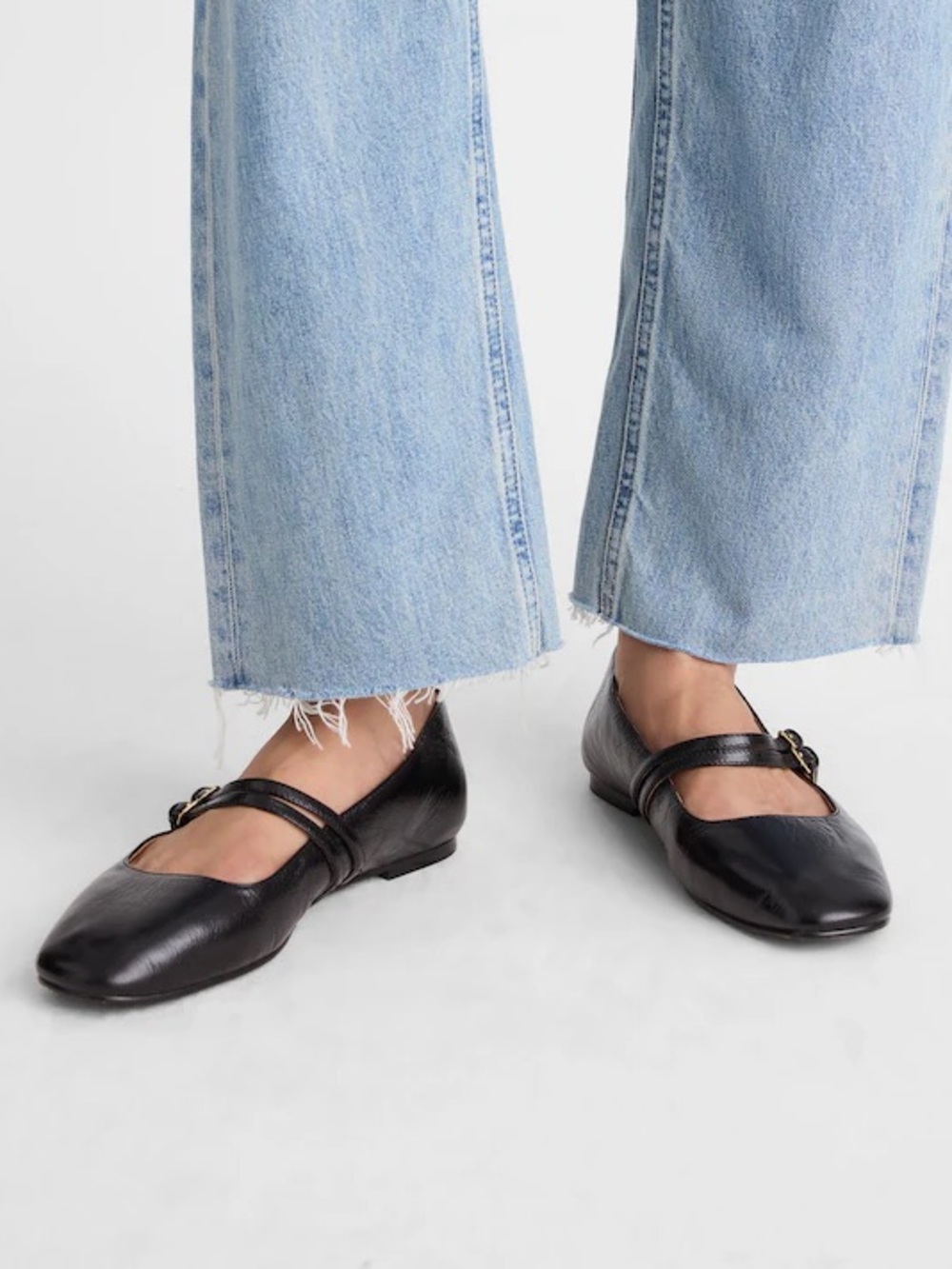 NEW MADEWELL THE GRETA DOUBLE STRAP MARY JANE FLATS BLACK 8.5 SEE PICS